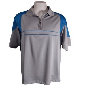 Weir Golf Polo Shirt Mens 44 L Gray Blue Quarter Zip Performance Athleisure Logo
